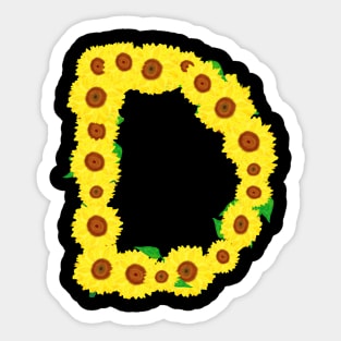 Sunflowers Initial Letter D (Black Background) Sticker
